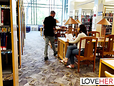 Nerdy college babe gets her feet worshiped and her hairy pussy fucked by a stranger